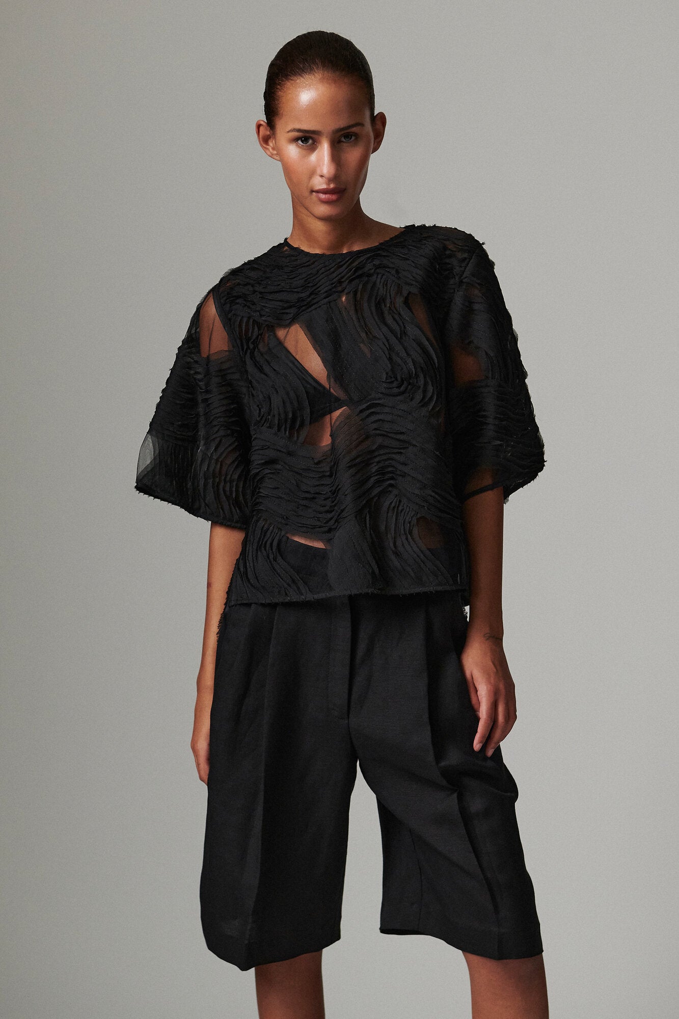 Tatiana Crochet blondebluse - sort